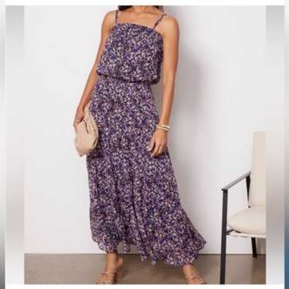 Evereve Floral Smocked Waist Maxi Dress